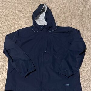 Men's Dark Blue Hooded Raincoat